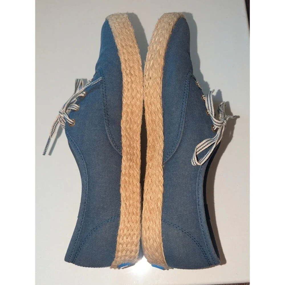 KEDS Women’s Ortholite Size 8 Chambray Jute Lace Up Tennis Shoes Loafers